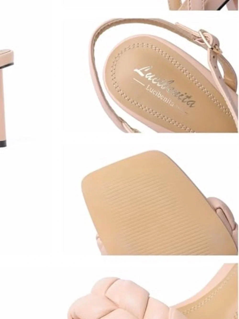 Lucibenita Braided Block Heel Sandal - Nude size 8.5